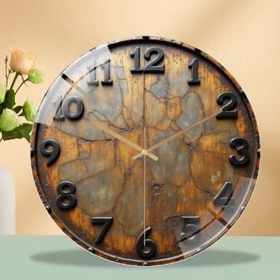 Vintage Industrial Style Wall Clock Home Decor Art - 12'' Modern Glass Wall Clock
