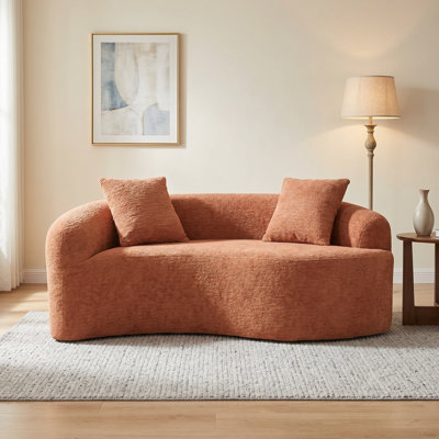 S-Curved Chenille Sofa Loveseat, Dual-Depth, No Assembly, Compact for Small Spaces