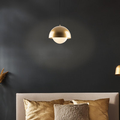 Luminaire suspendu simple en métal à hauteur réglable avec capuchon en verre