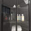 Armoire de rangement moderne à 3 niveaux avec portes en verre trempé pour petits espaces
