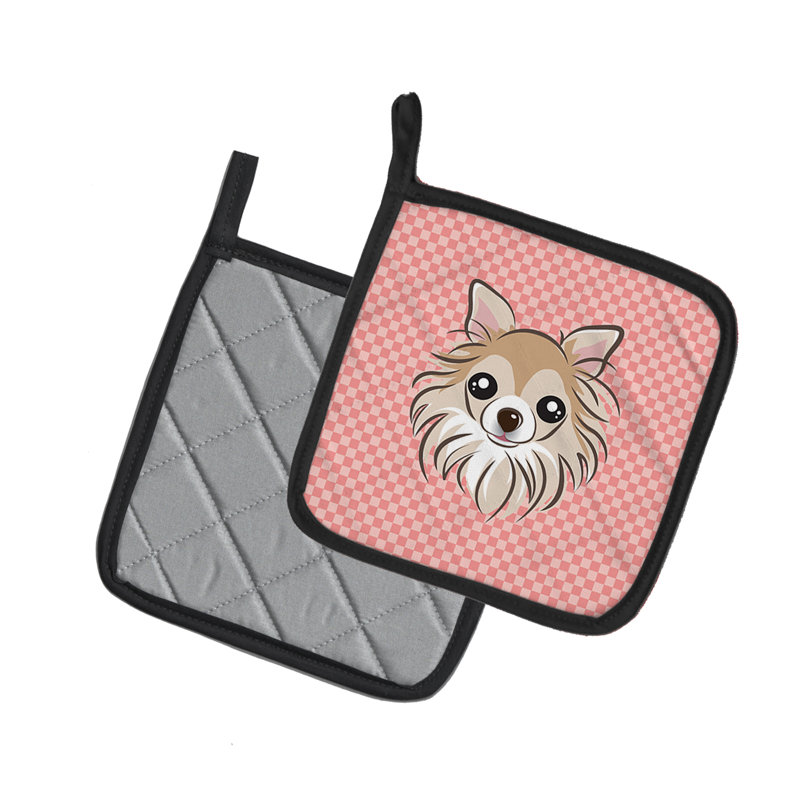 Cuisinier poignée chihuahua caroline trésors Checkerboard, Rose
