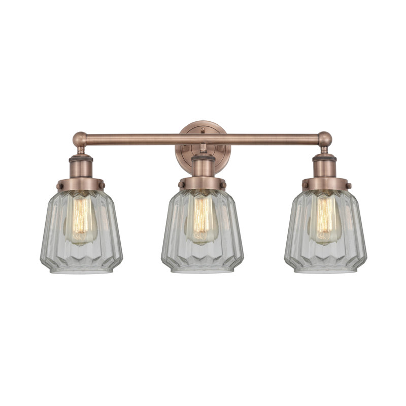 Éclairage pour meuble-lavabo à 3 lumières Aretzy, Transparent, Cuivre antique