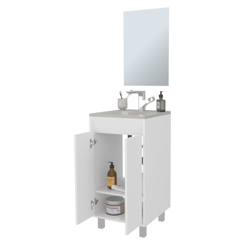 Armoire de salle de bain blanche avec 2 portes