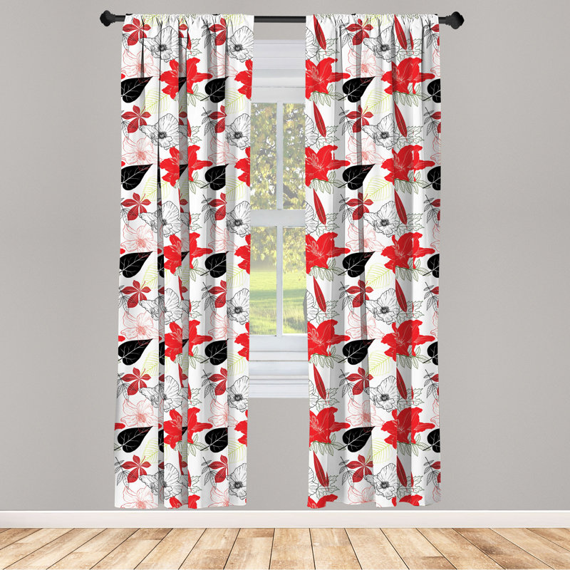 Floral Semi-Sheer Rod Pocket Curtain Panels, 28" x 95"