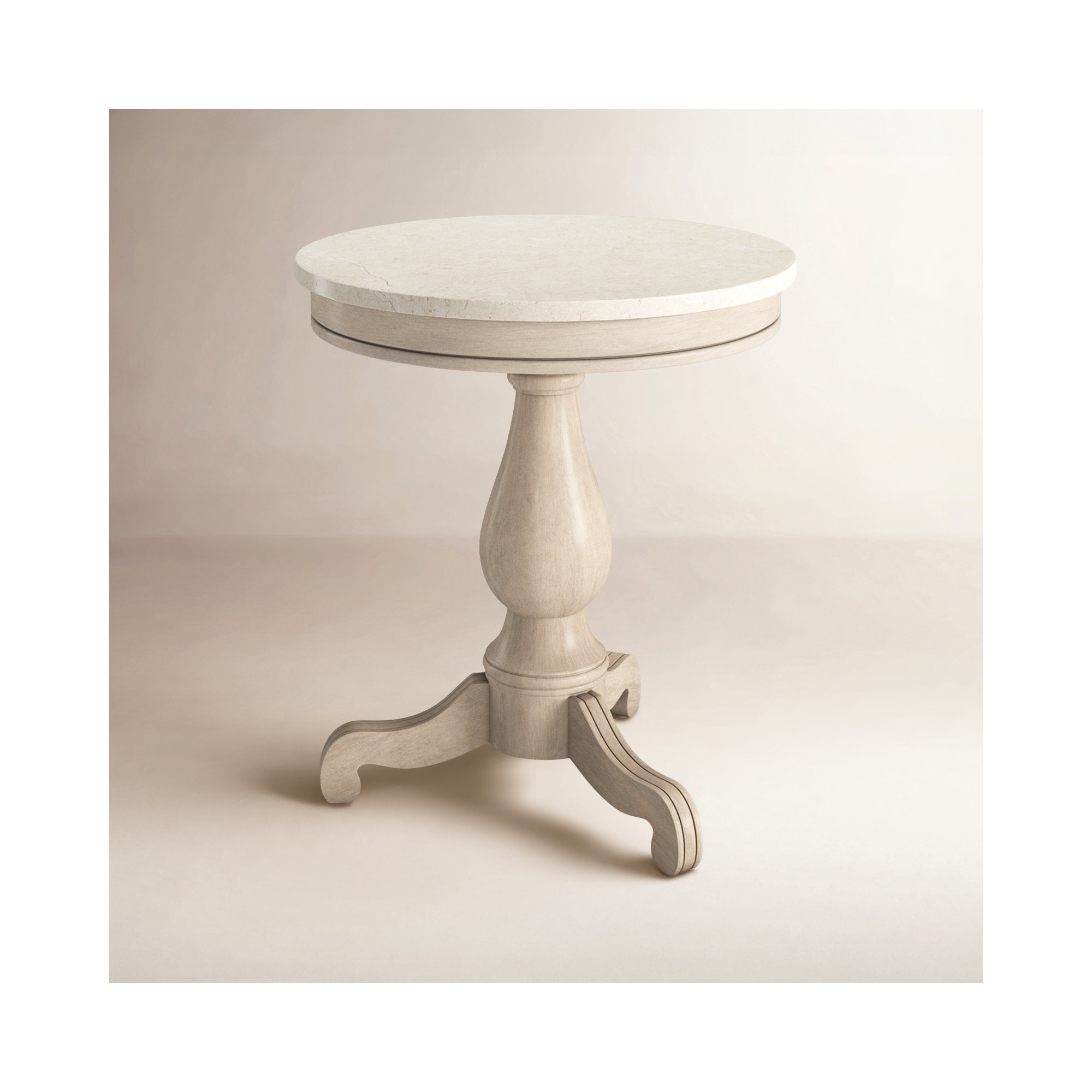 Aberdale End Table with Marble Top, Sandalwood Beige
