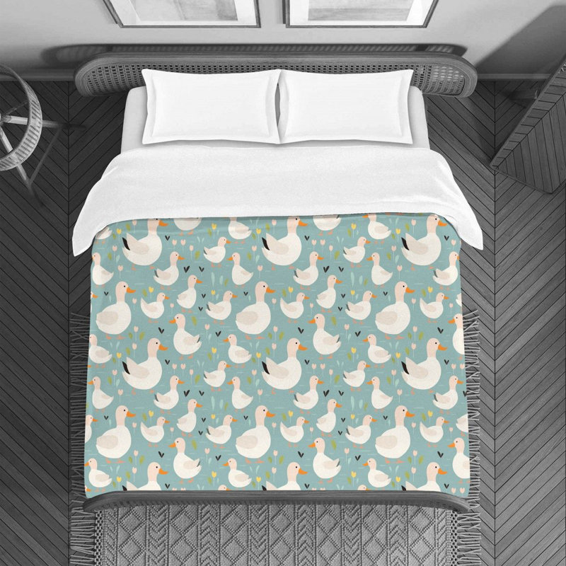 Spring Duck Duvet Cover, Twin Duvet Cover