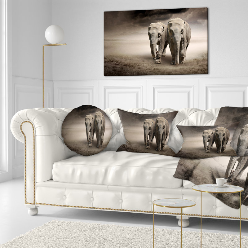 Coussin décoratif en mouvement animal éléphant pair