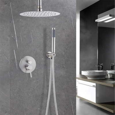 Dome Shower System Shower Head Combination Set Wall Mounted With 10 Inch Shower Head And Hand Held Shower Head