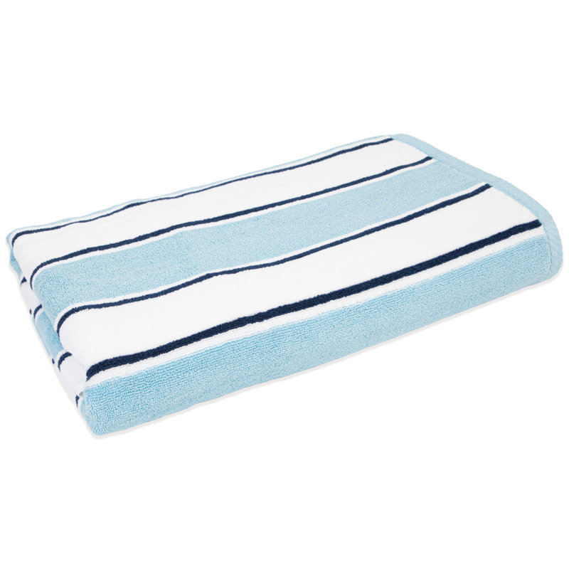 Aston & Arden Pinstriped 100% Cotton Beach Towel 35x70, Blue/Blue