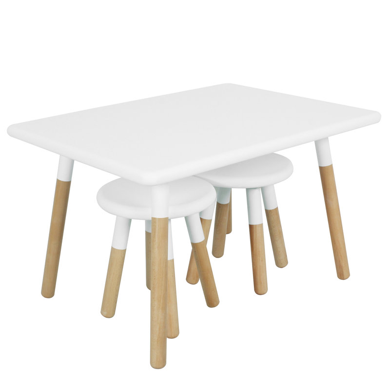 Addington Kids 3 Piece Writing Table and Stool Set, White