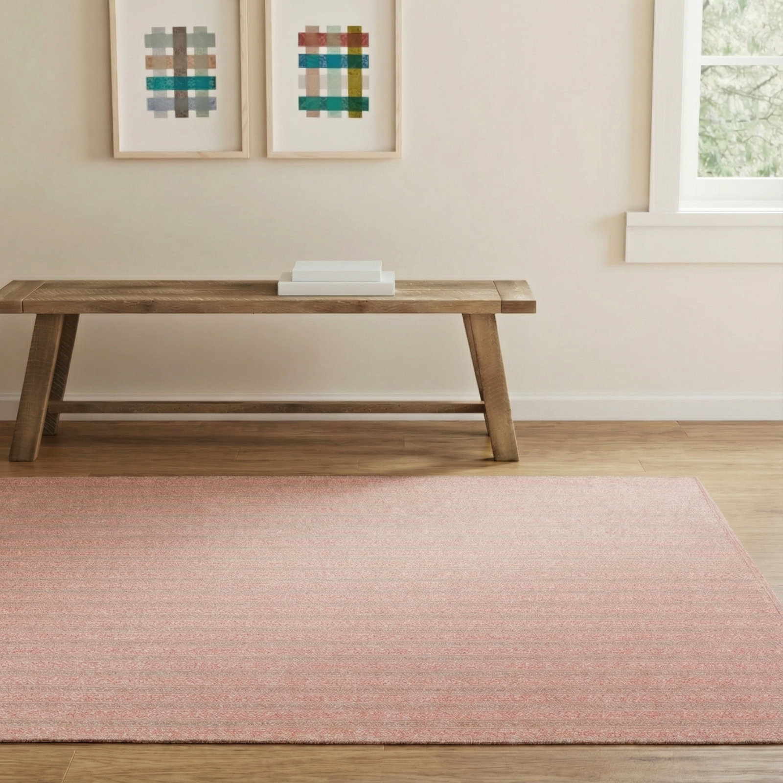 Dieterich Rose Hand-Woven Striped Outdoor Rug, Rectangle 5' x 8'