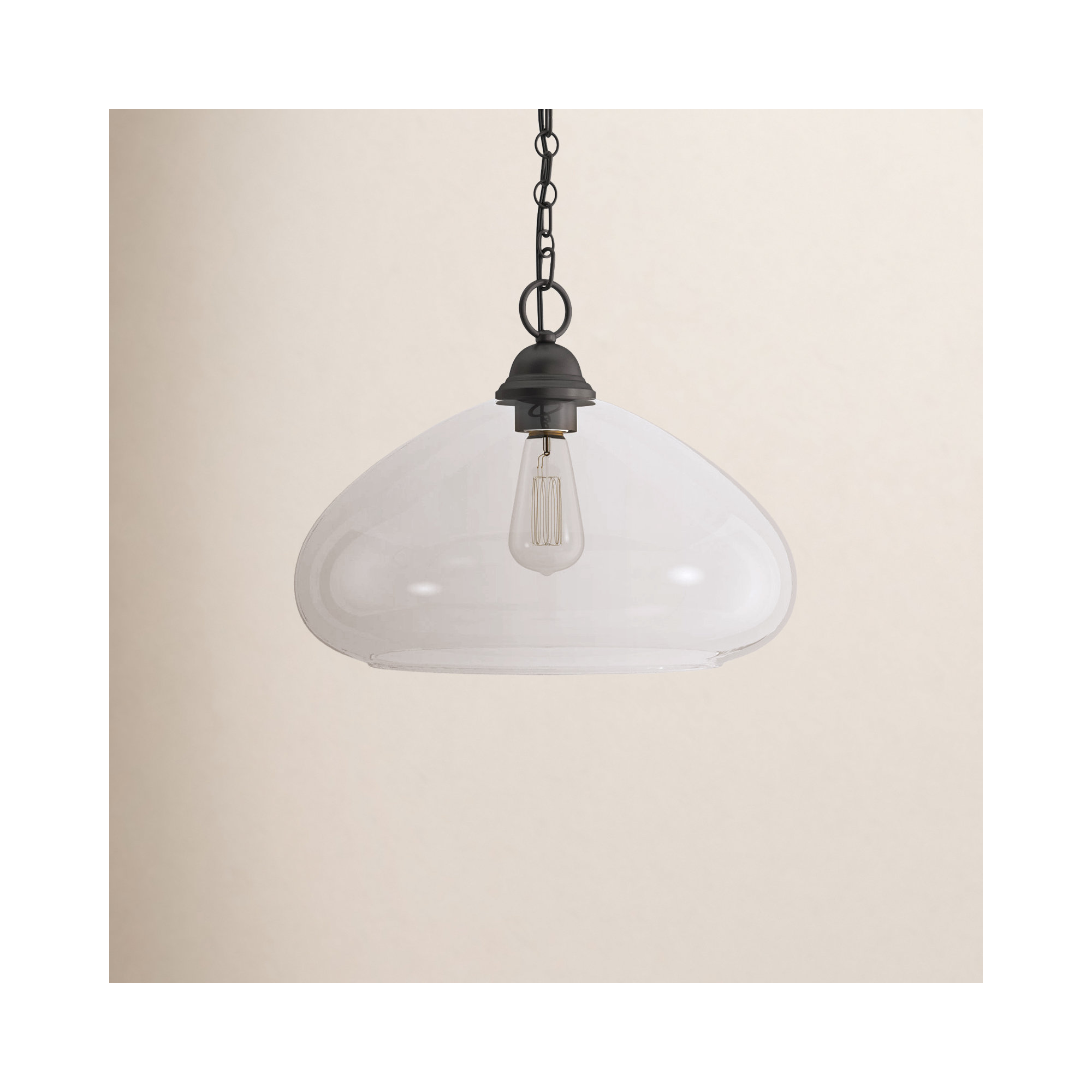 Single Light Glass Dimmable Pendant, English Bronze