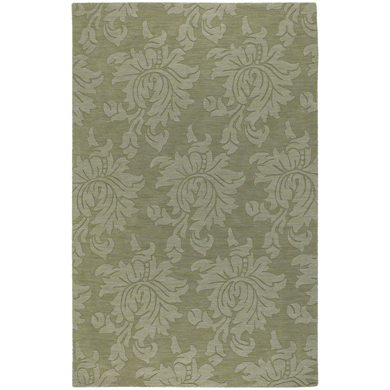 Tapis sauge / crocodile en laine tissé à la main Ardal, Rectangle 9 pi x 12 pi