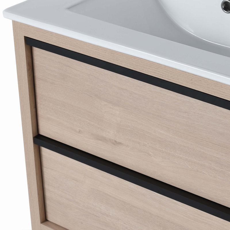 Meuble-lavabo simple avec plateau en bois manufacturé, Blanc