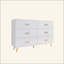 Commode 6 tiroirs à surface ultrabrillante avec poignée dorée et pieds en acier doré-2084267890