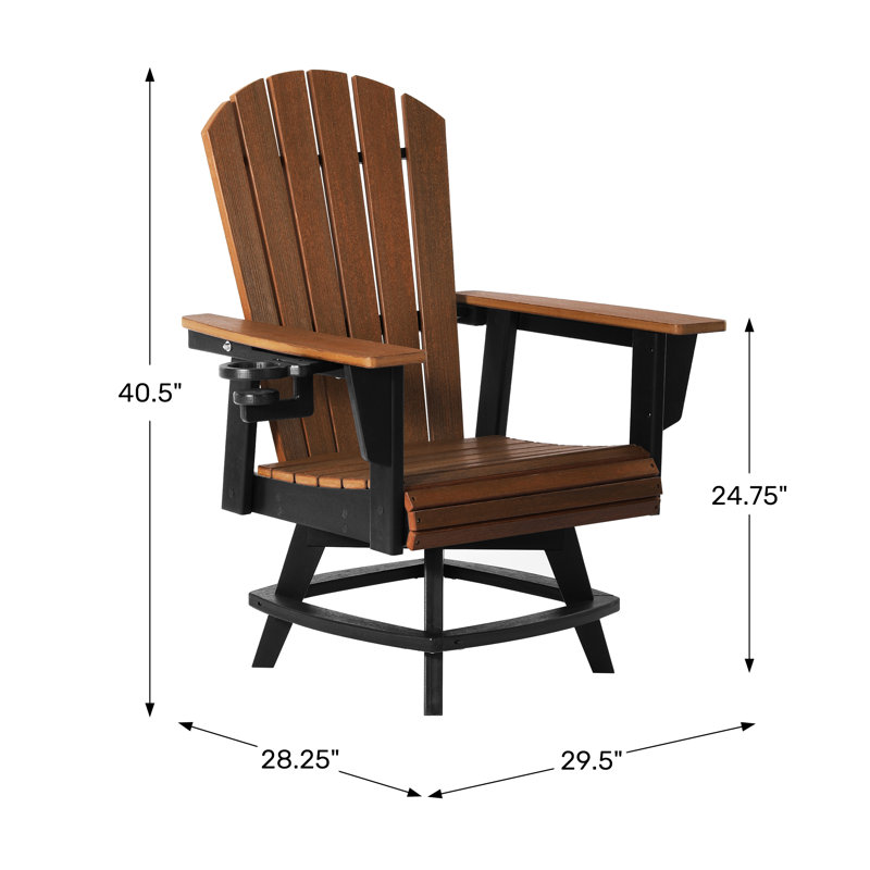 Chaise pivotante Featherstone Adirondack, noire, Noir / grain de noyer foncé