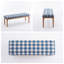 Banc rembourré pour l'extrémité du lit, banc d'entrée de 53 po de longueur, banc de salle à manger moderne avec pieds en bois, lin écossais bleu