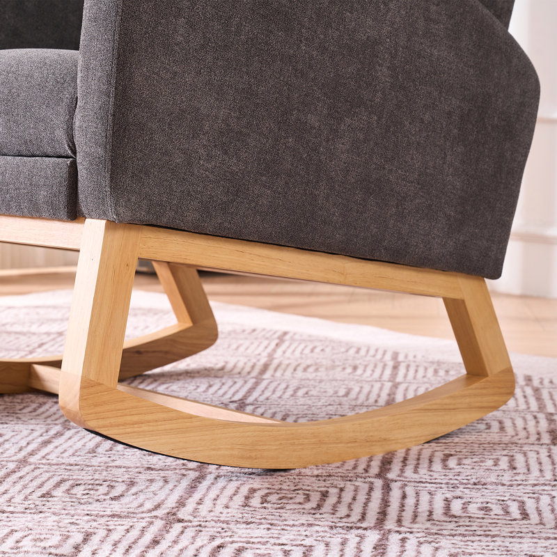 Chaise berçante avec repose-pieds à haut dossier, Duplicata gris