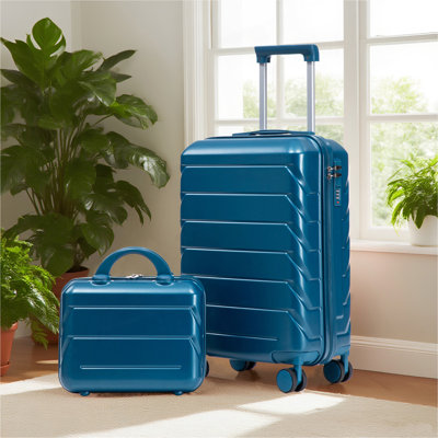 14"/20" 2 pcs/set in ABS Spinner Wheel Luggage, with Combination Lock,14" Cosmetic Case