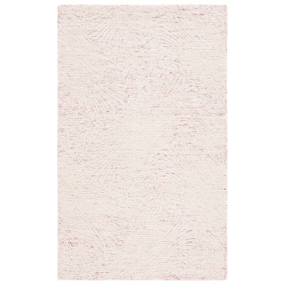 Mayreli Hand Tufted Wool Cotton with Latex Abstract Rug in Ivory/Pink
