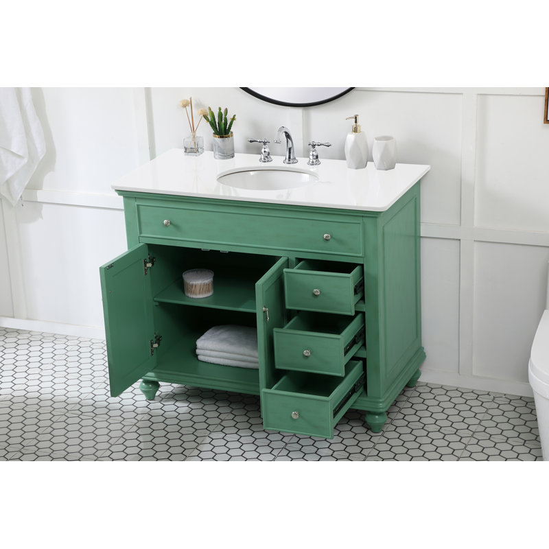 Ensemble de meuble-lavabo simple 42 po Otto, Blanc antique, Blanc ivoire