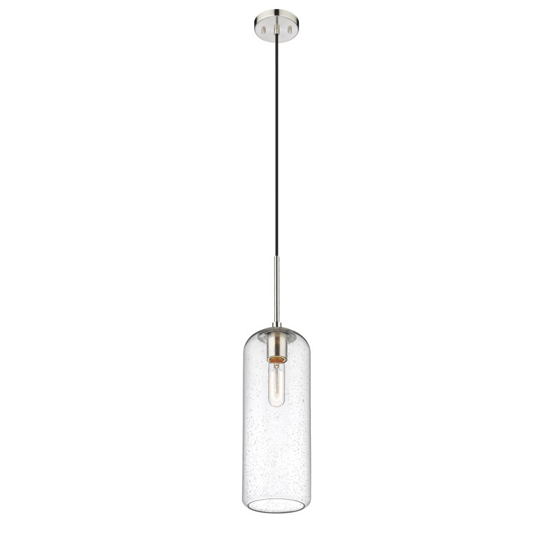 Luminaire suspendu 1 lumière Campos, Nickel brossé, Transparent, H 132 po x l 5,25 po x P 5,25 po