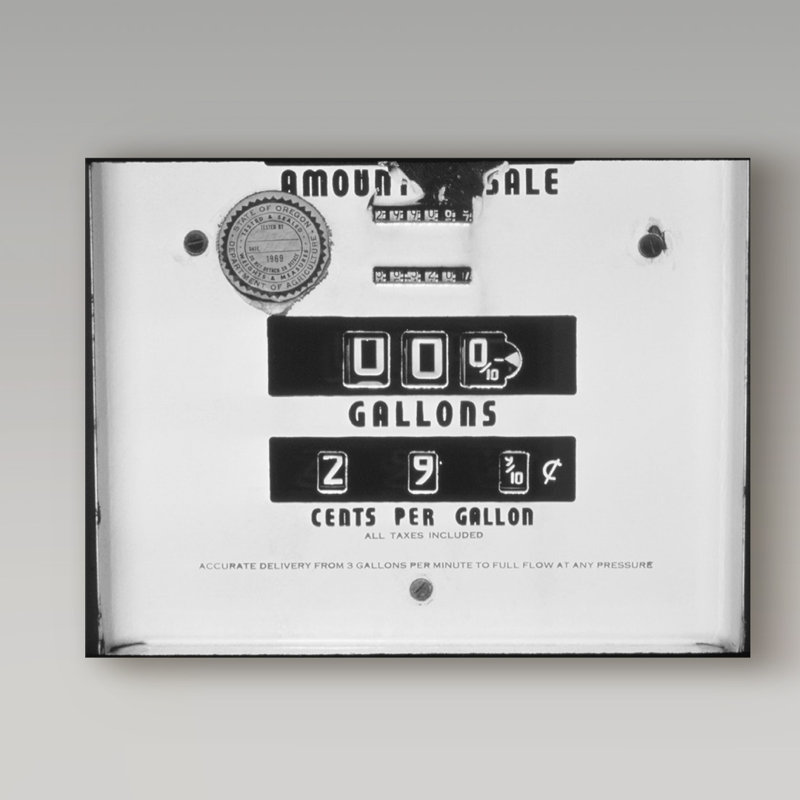 « gas pump », reproduction d’impression sur toile tendue, H 14 po x l 19 po x P 2 po