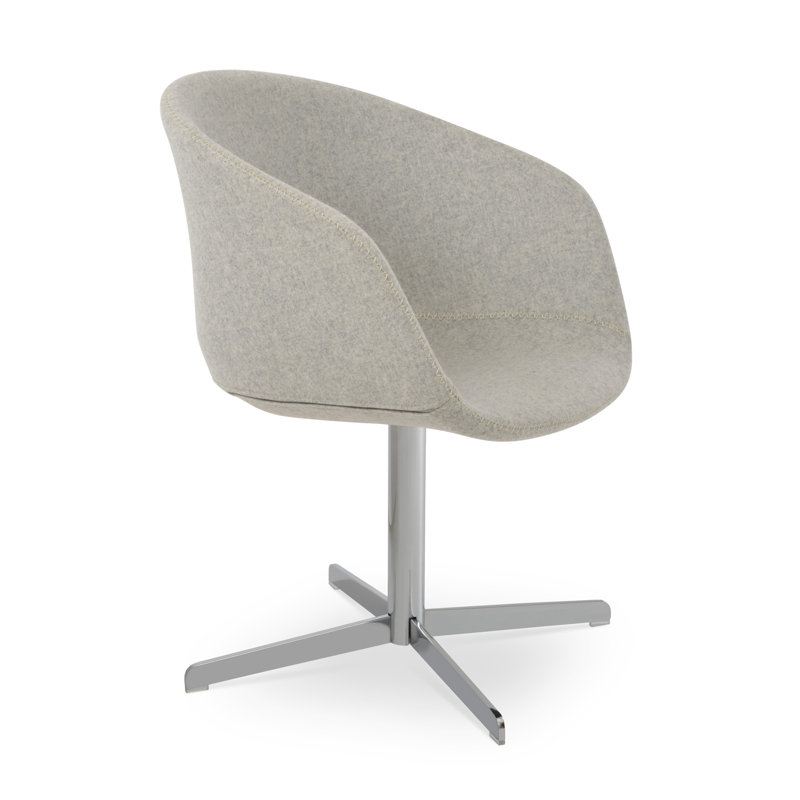 Chaise Tribeca, Laine argentée, Chrome