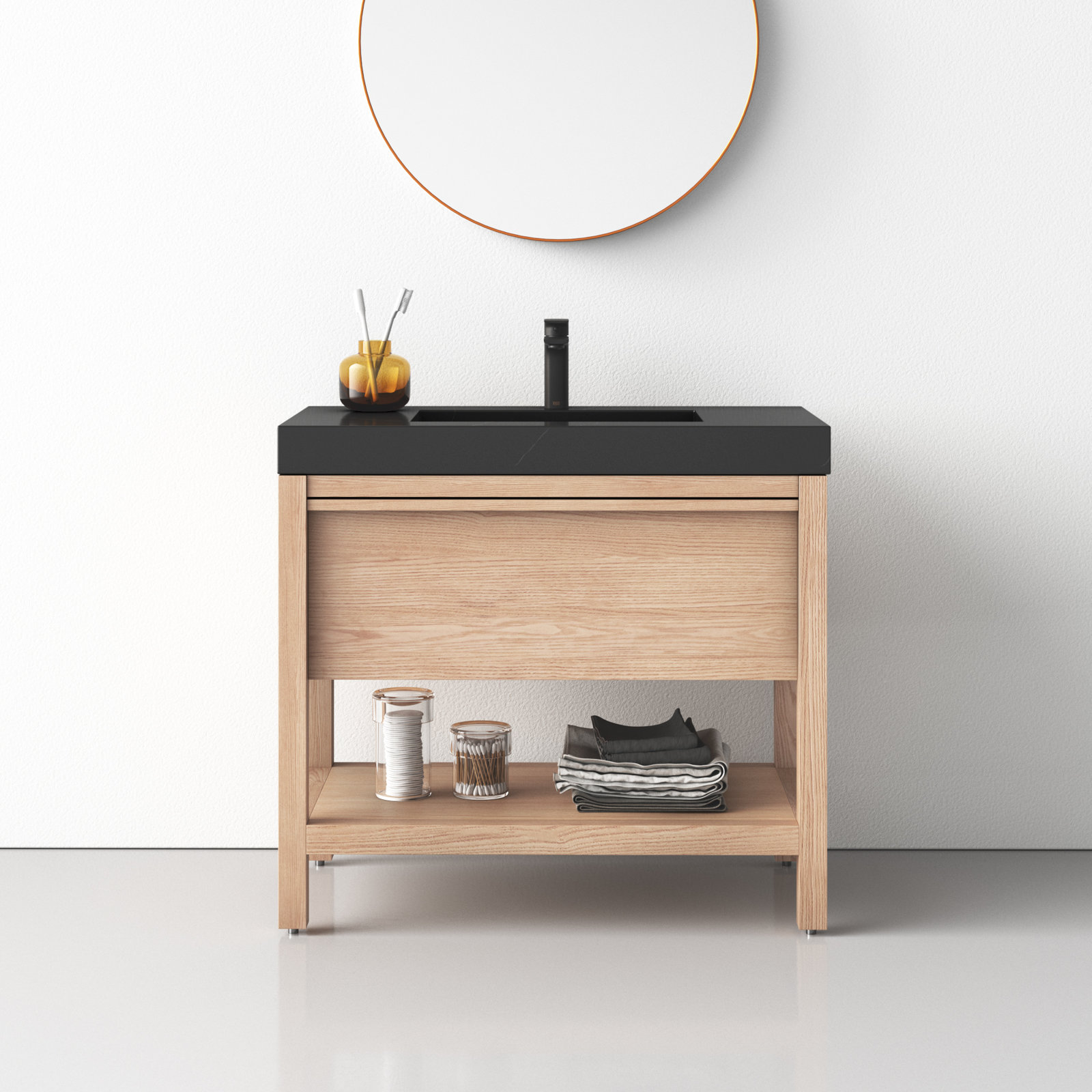 Ariane 36" Cedar Single Bathroom Vanity, Whitewash Oak