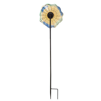 Fleur de verre soufflé à la main 6 po avec piquet de jardin en métal