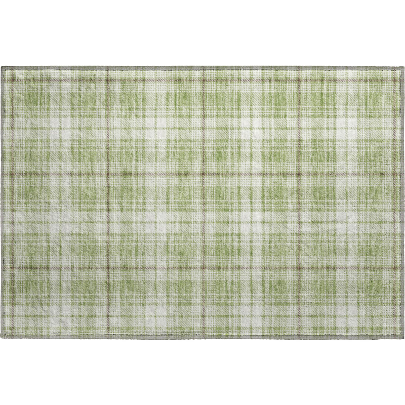 Premium Machine Washable Natoma AMF993 Plaid Rug, Rectangle 1'8" x 2'6"