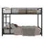 Structure de lit superposé simple au-dessus de simple pour enfants et adolescents, conception robuste en acier à profil bas, lit superposé de 400 lb, barrières de sécurité de 12,8 po, support silencieux, sans sommier, noir-129385604