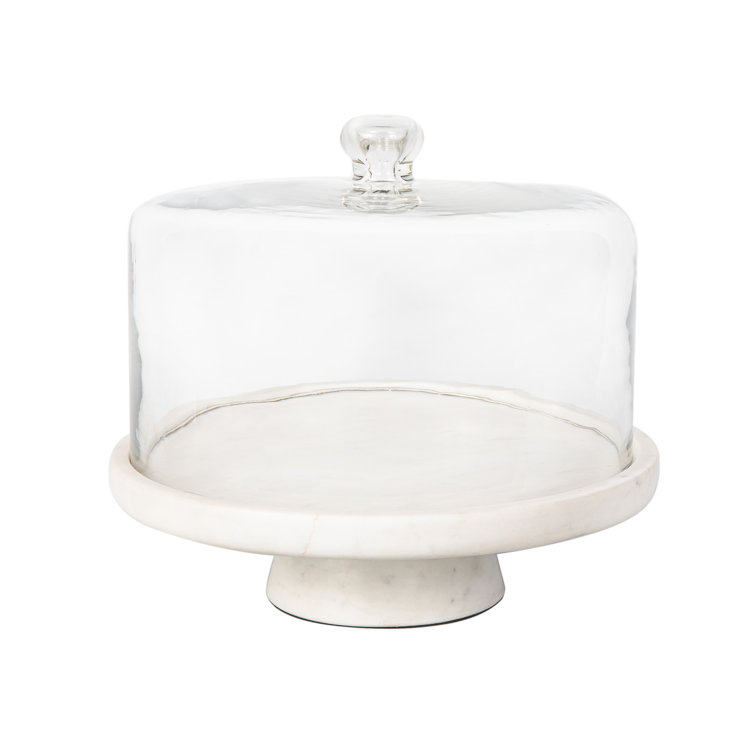 Sabrina Marble Footed Cake Stand With Dome