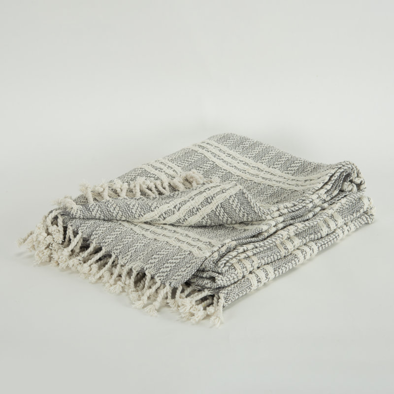 Hand Woven Throw Blanket, Gray