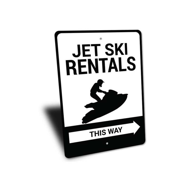 Jet Ski Rentals This Way Sign, 14" H x 10" W x 0.04" D