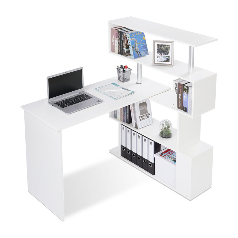 Milroy L-Shaped Writing Desk, White