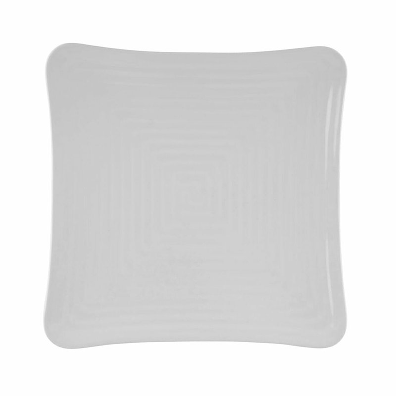Assiette carrée texturée en mélamine 10,25 po GET, Blanc