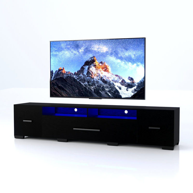 [Video] TV Console With Storage Cabinets, Remote, APP Control Long LED TV Stand, Full RGB Colour Selection, 31 Modes Changing Lights Modern Entertainment Centre With Power Cord (For 80 Inches)
