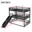 Lit superposé double au-dessus d'un lit double avec glissade, lit superposé triple en métal avec garde-corps de sécurité, lit superposé robuste avec conception à réduction de bruit, noir-1222237682