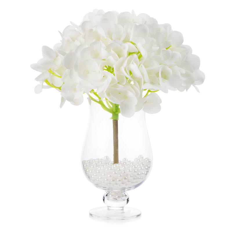 Arrangement d'hortensias dans un vase, Blanc