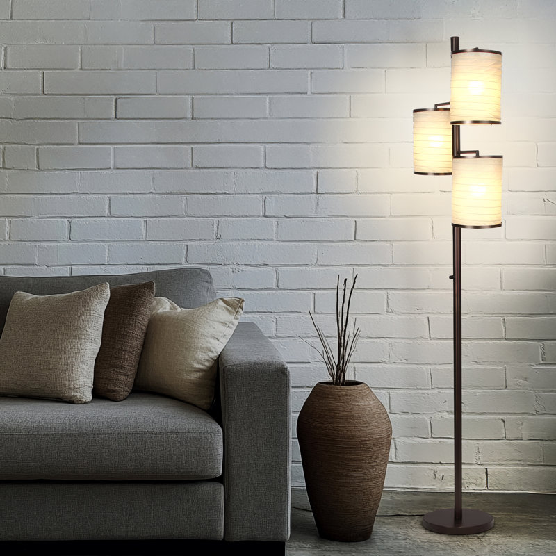 Liam Bronze Multi-Head LED Floor Lamp with Fabric Shades
