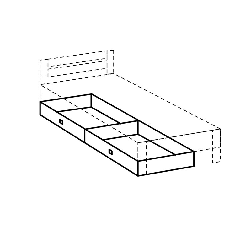 Agatha Underbed Storage Drawers, White oak/White