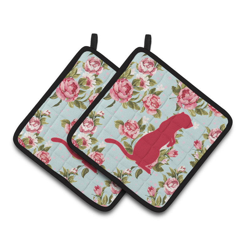 Caroline's Treasures Meerkat Floral Polyester Potholder