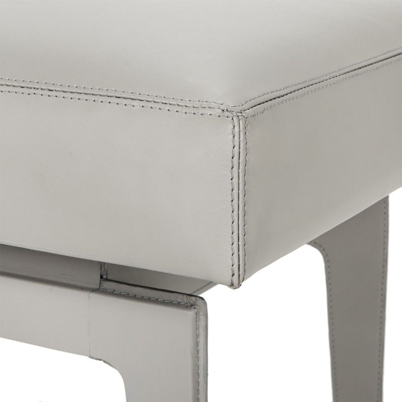 Winston Leather Accent Stool, Light Gray