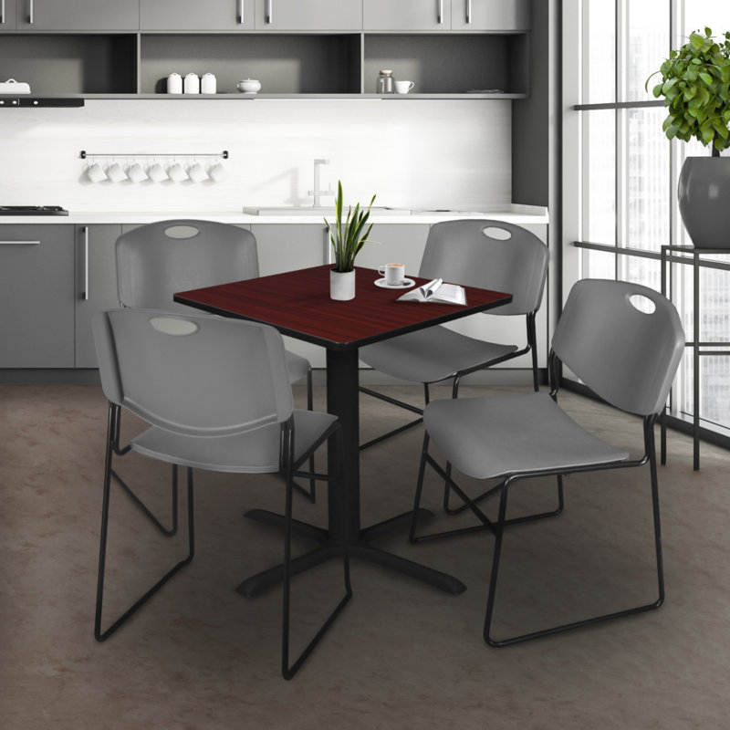 Table de salle à manger Neyland Cain, Acajou, Blue, 29" H x 36" L x 36" W