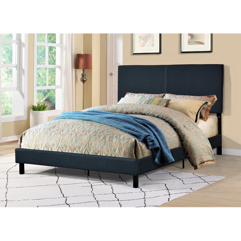 Courtnie Upholstered Standard Bed, Dark Blue