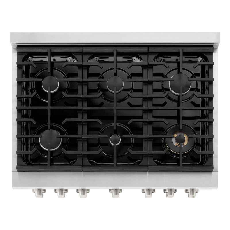 ZLINE 36 in. 5.2 cu. ft. 6 Burner Gas Range with Convection Gas Oven in Stainless Steel