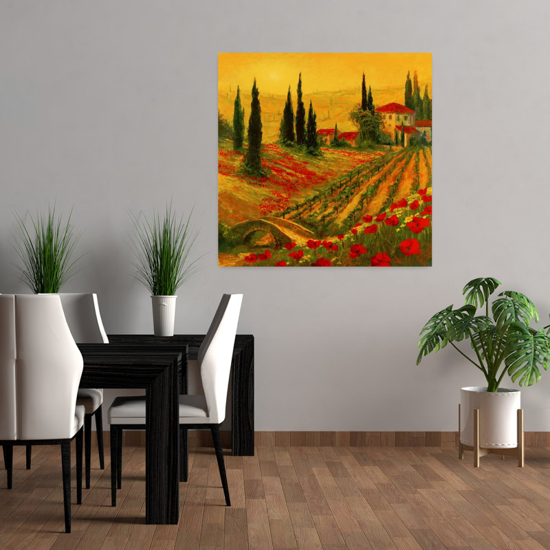 Coquelicots de Toscano I, art contemporain de l'architecture de coquelicots abstraits, H 36 po x l 36 po