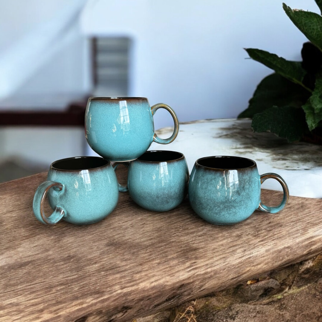 Reactive Duck Egg Blue große Sphere Kaffeebecher 4er-Set