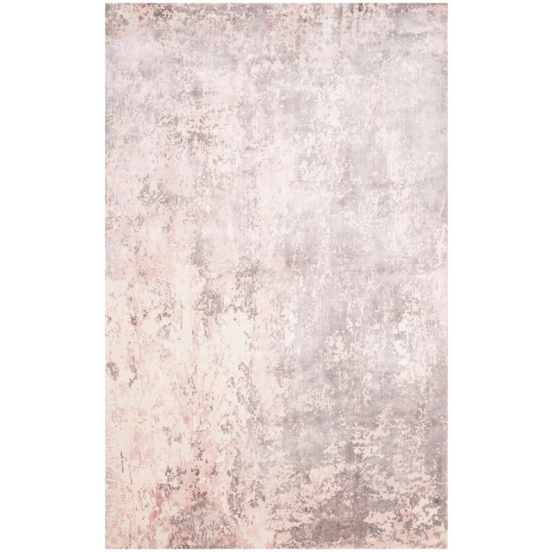 Tapis rose tissé à plat à la main à motif abstrait Mcelroy, Rectangle 6 pi x 9 pi